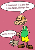 Chasseur et chien, un duo humoristique